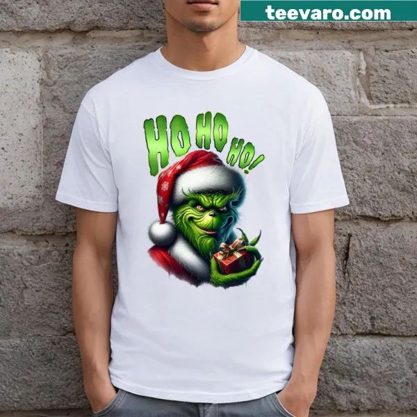 T-shirt featuring cheerful 'Ho Ho Ho!' text for Christmas