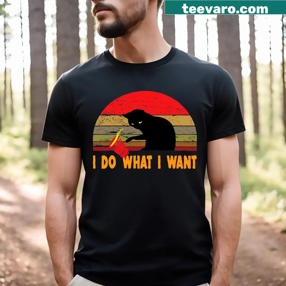 Cute t-shirt for cat lovers with the phrase I Do What I Want — on a men's t-shirt
