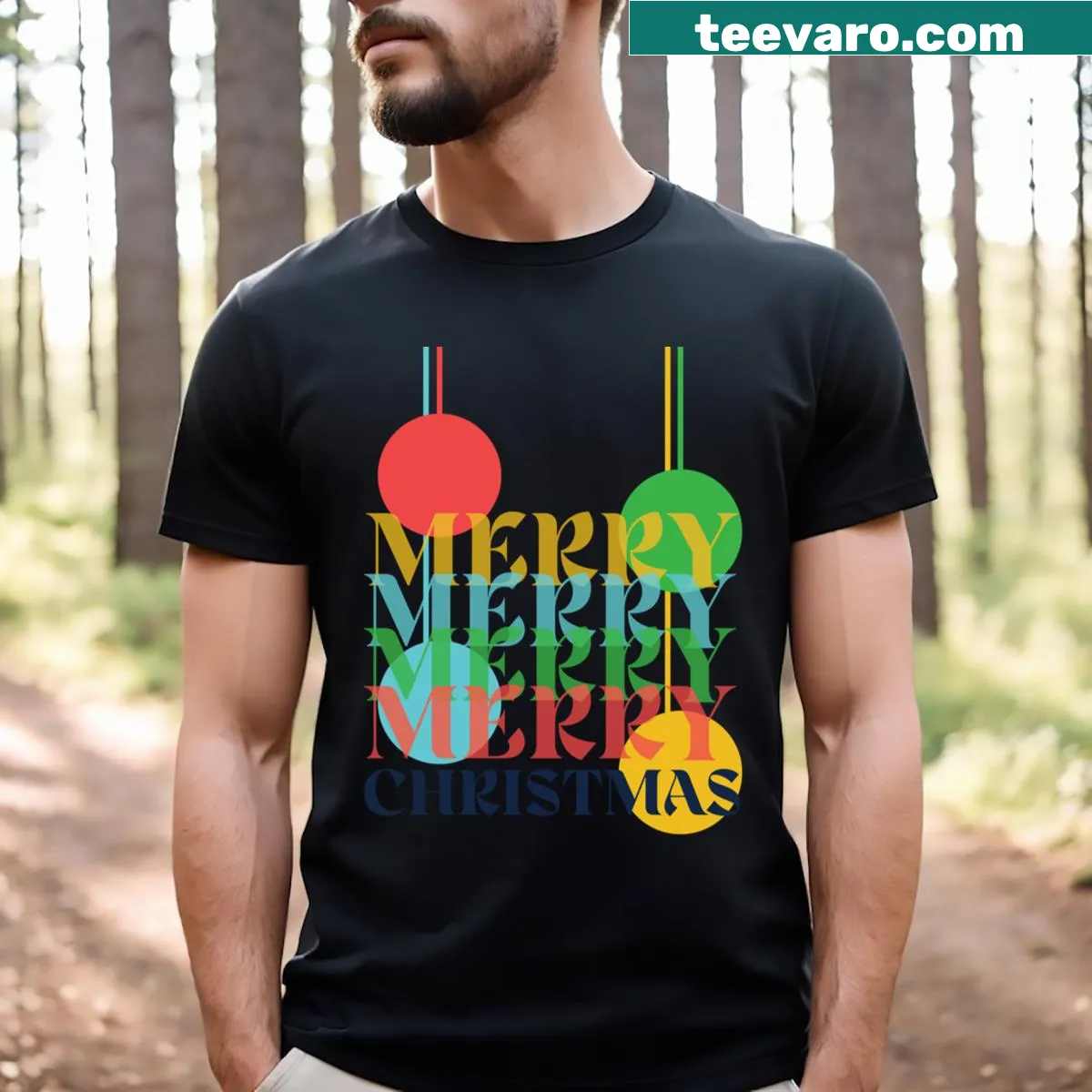 Festive Christmas illustration graphic T-shirt — on a men's t-shirt