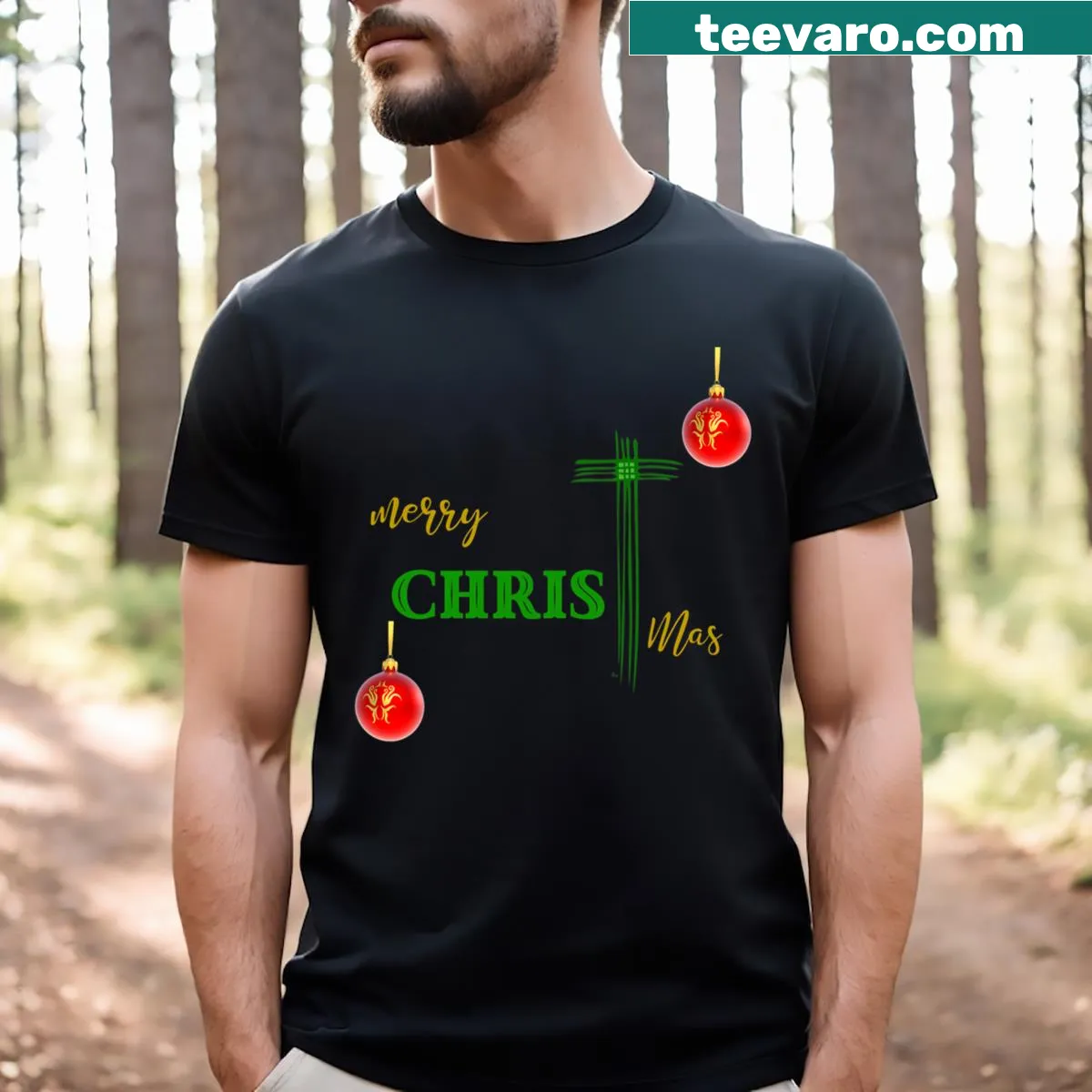 Cheerful Merry Christ Mas shirt for the holiday season — on a men's t-shirt