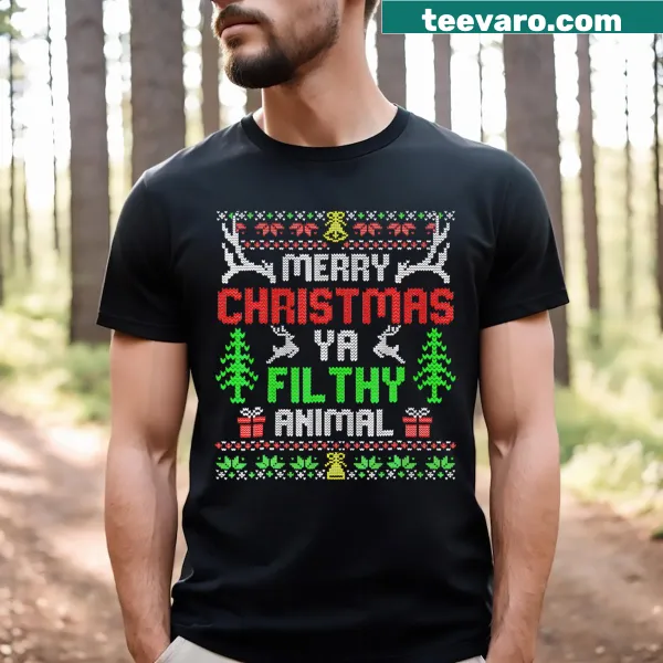 Funny animal themed Christmas T-shirt for family