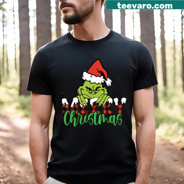 Whimsical goblin wishing Merry Christmas on a festive T-shirt