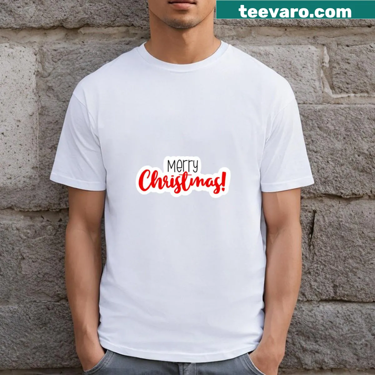 Classic Merry Christmas T-shirt design — on a men's t-shirt