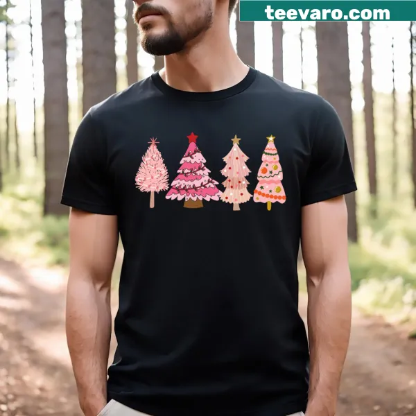 Cute Christmas trees graphic on festive holiday t-shirt