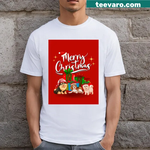 Simple T-shirt with the phrase 'Mery Chirstmas' in festive font