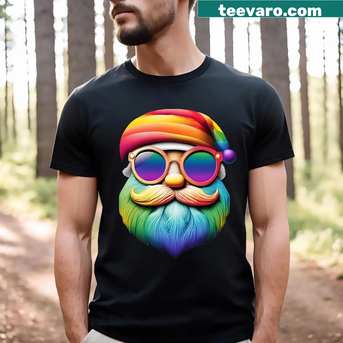 Illustration of Santa with retro sunglasses for Christmas — on a men's t-shirt