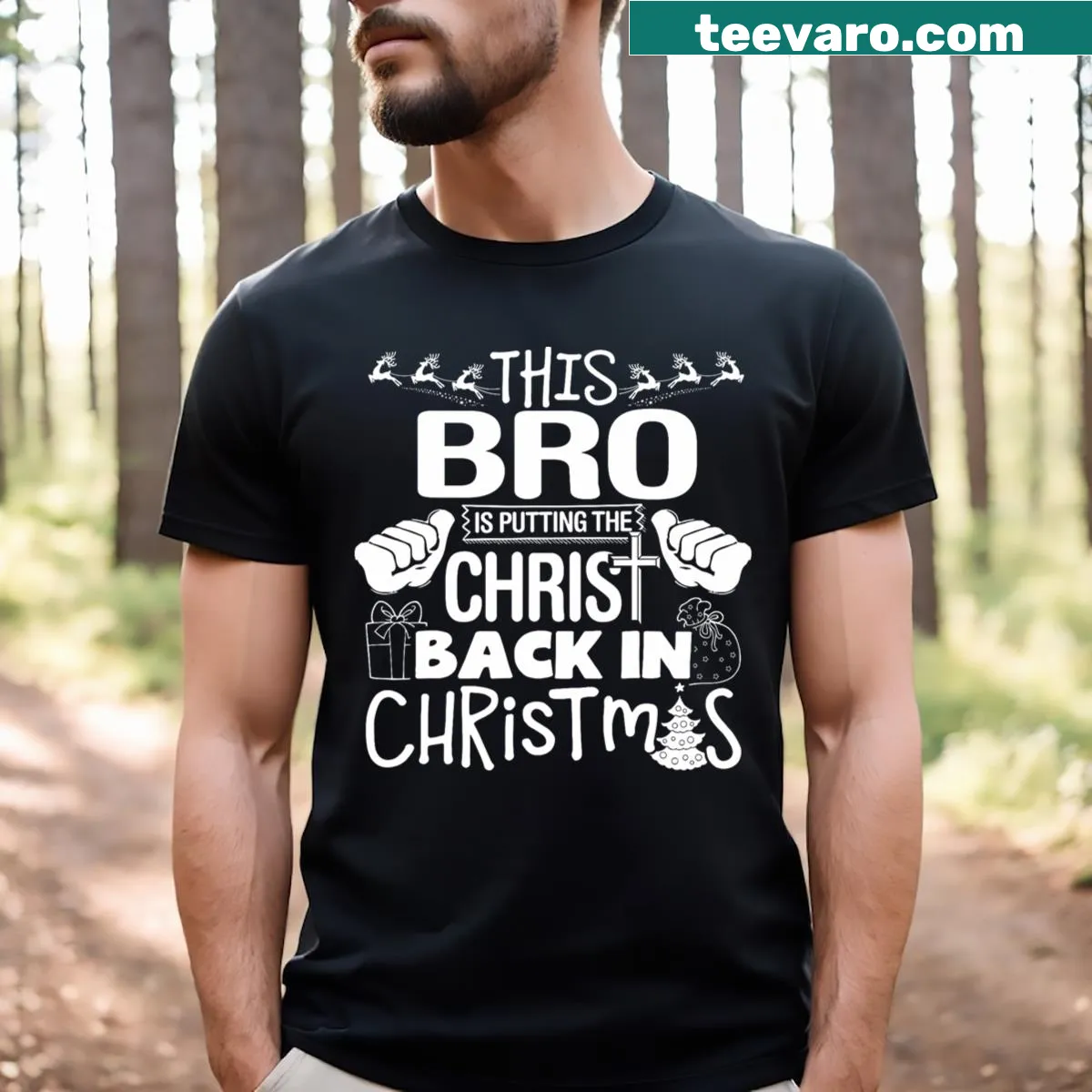 Religious Christmas T-shirt promoting faith — on a men's t-shirt