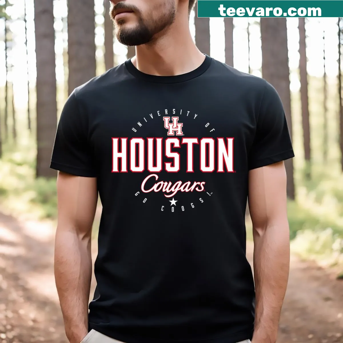 University of Houston circle icon T-shirt. — on a men's t-shirt