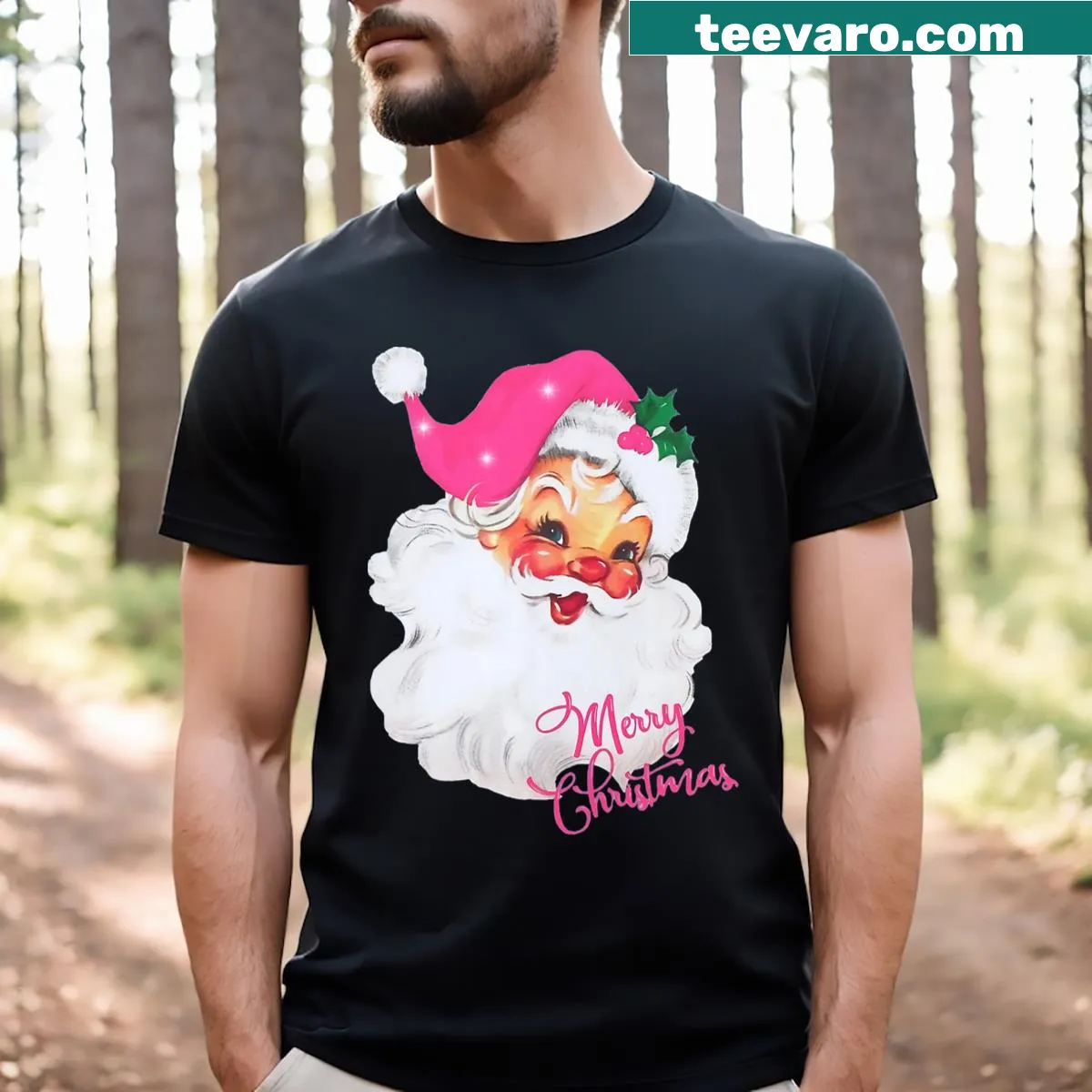 Vintage Merry Christmas Santa Claus t-shirt — on a men's t-shirt