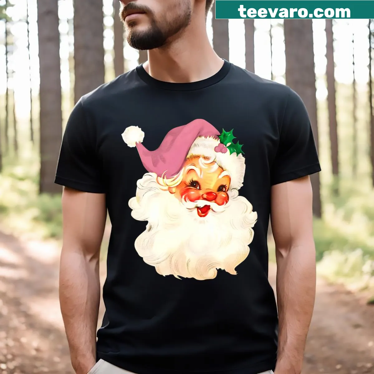 Vintage design Santa Claus Christmas t-shirt — on a men's t-shirt