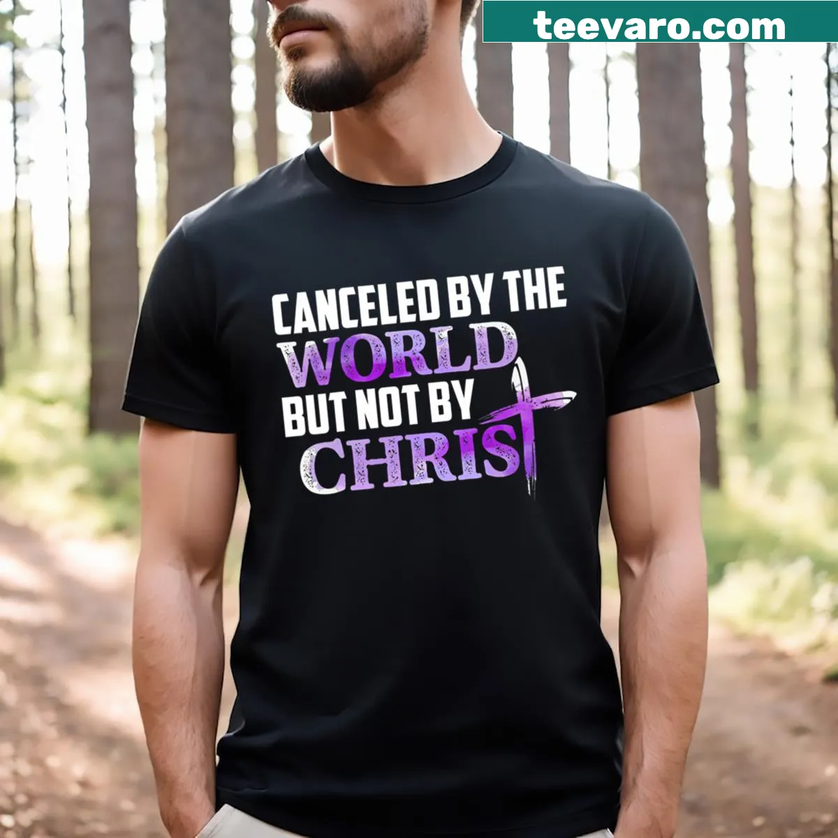 Faith-focused inspirational shirt for women with a strong message — on a men's t-shirt