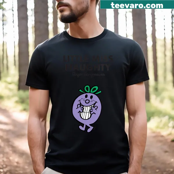 Little Miss Naughty graphic on a women's V-neck T-shirt