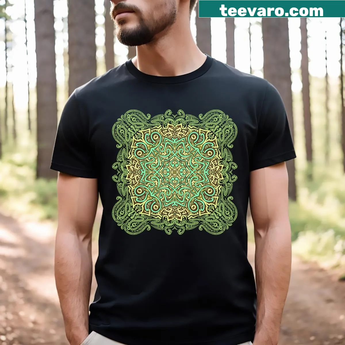 Typographic t-shirt featuring the phrase 'Arid Belief' — on a men's t-shirt