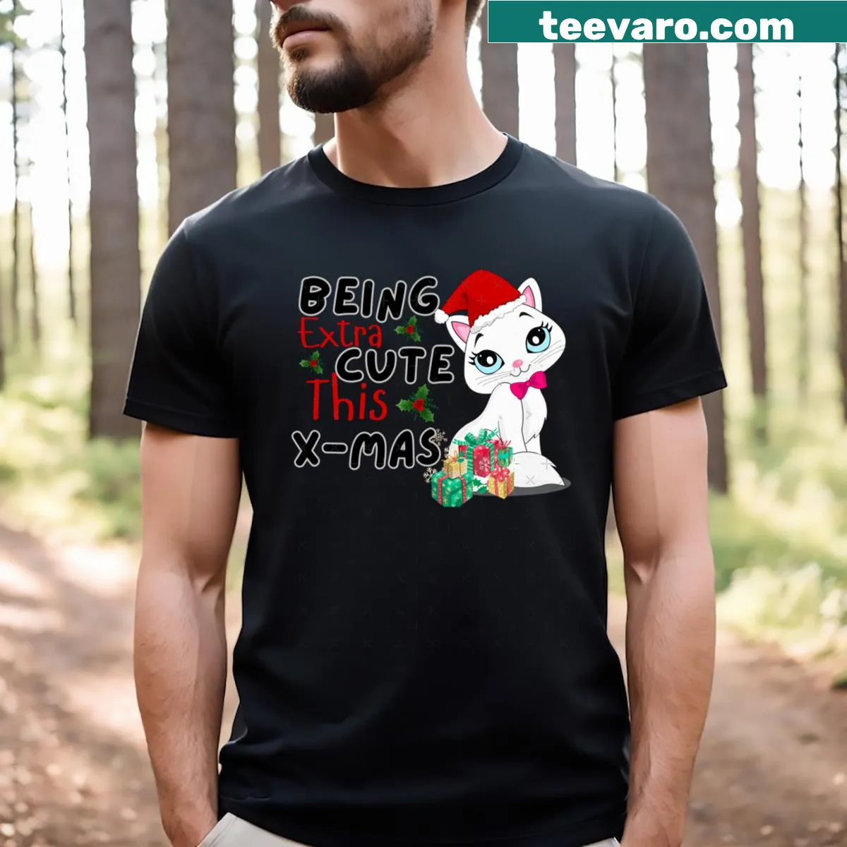 Text design: Being Extra Cute This Christmas — on a men's t-shirt