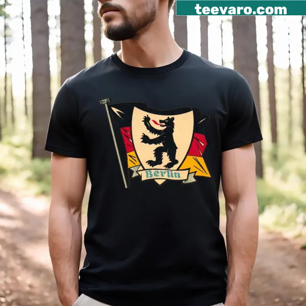 Vintage travel decal of the Berlin flag on a T-shirt