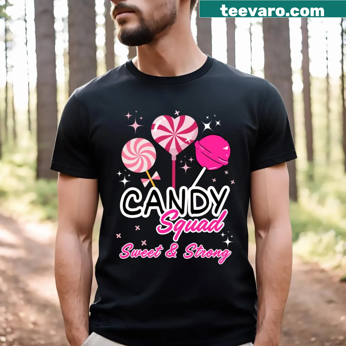 Cartoon lollipop graphic on T-shirt — on a men's t-shirt
