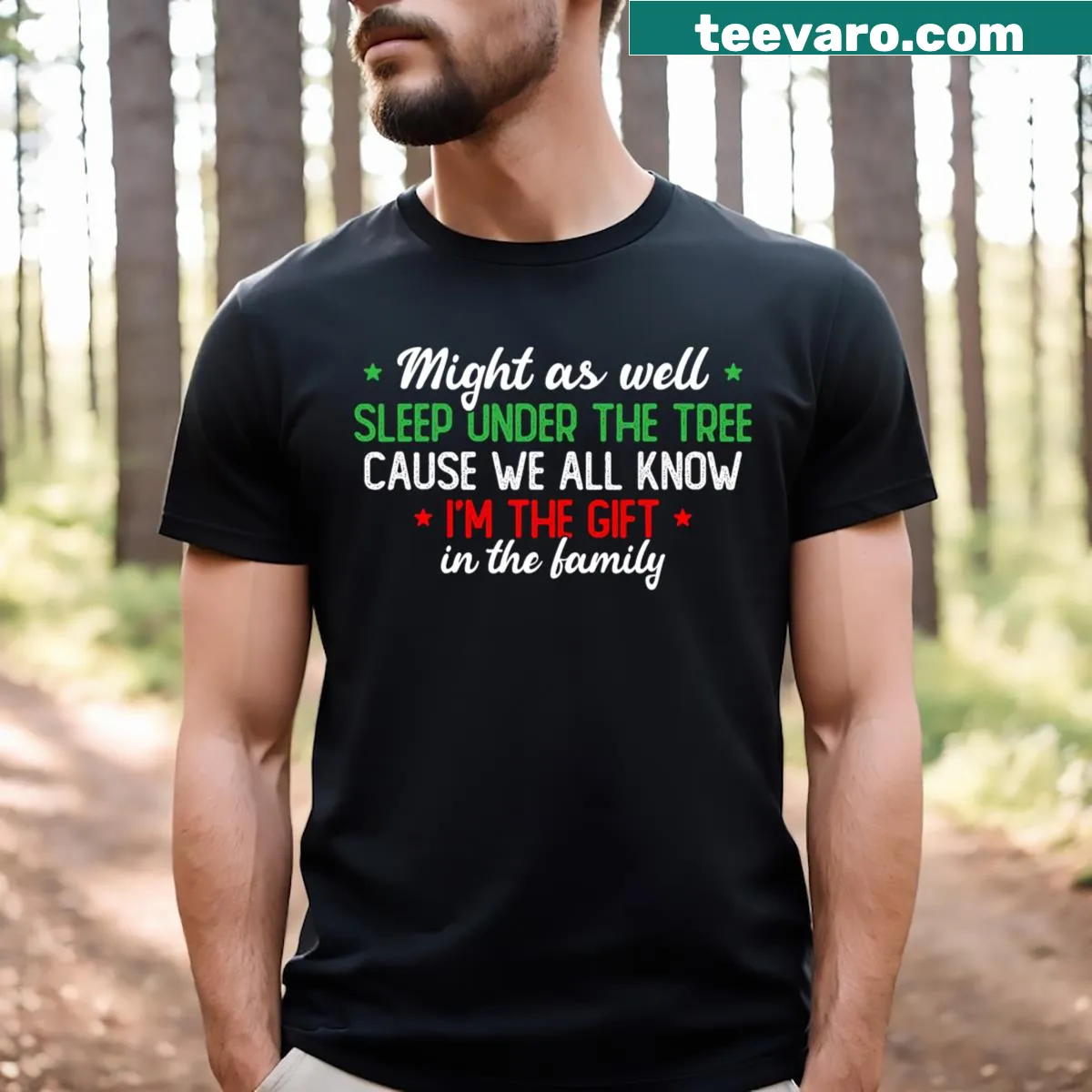 Funny Christmas T-shirt with humorous phrase — on a men's t-shirt