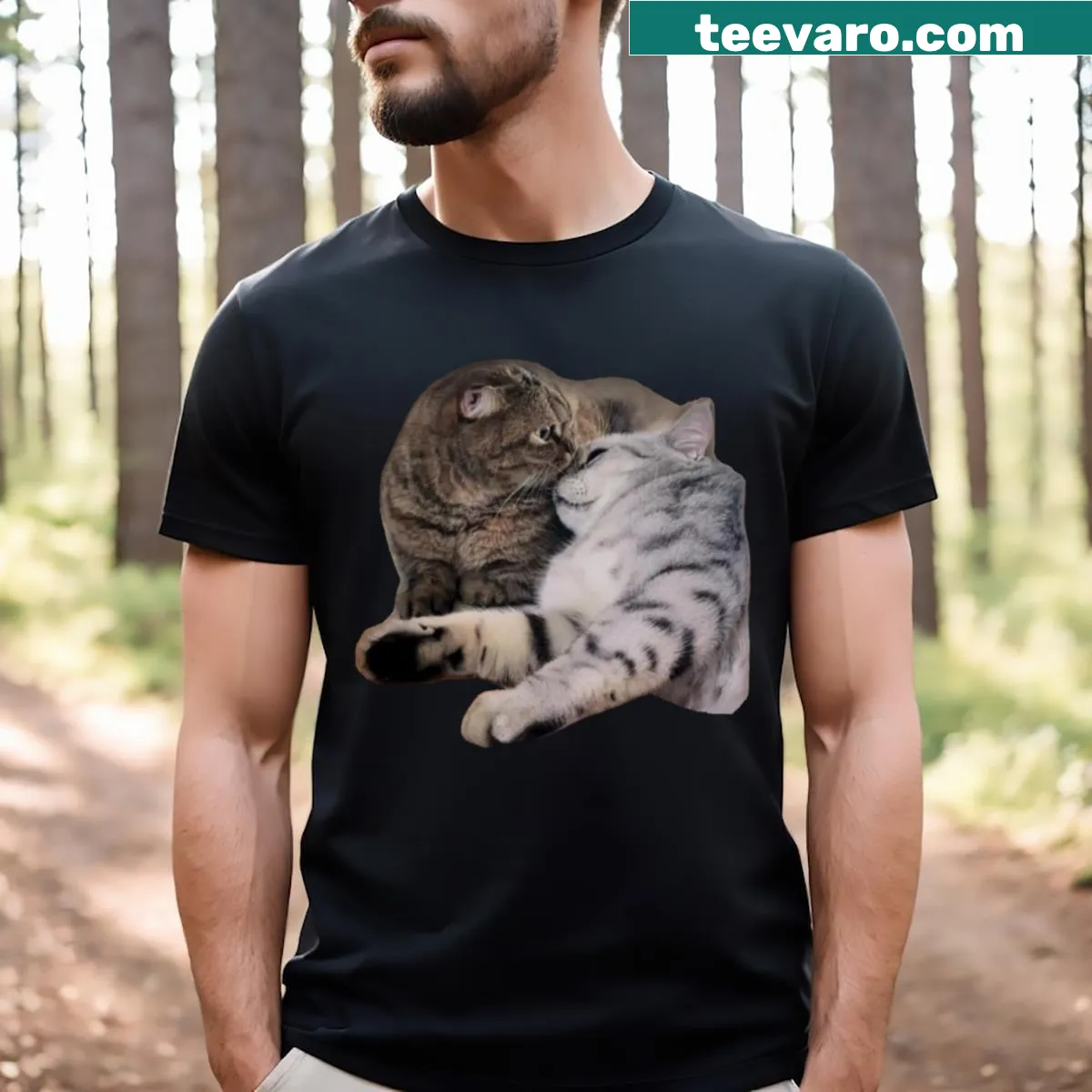 T-shirt with an illustration of a couple of cute cats — on a men's t-shirt