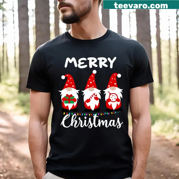 Cute Family Christmas T-shirt with gnomes illustration
