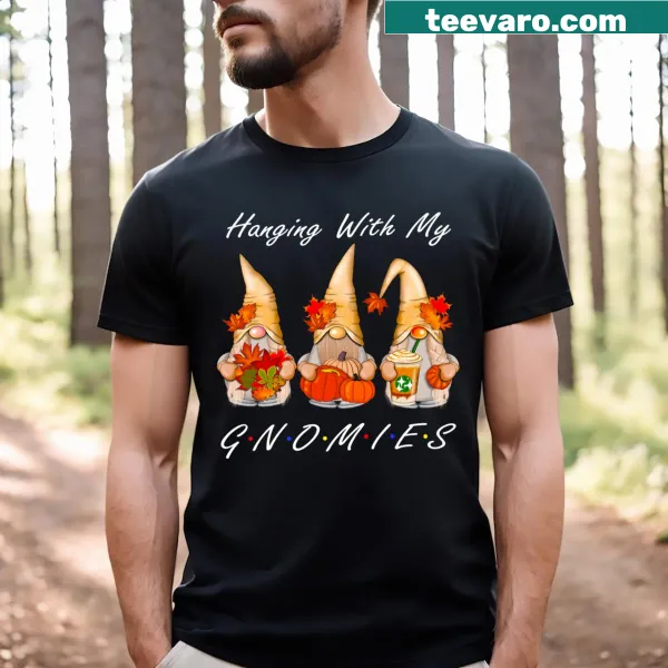Humorous gnomes illustration for Thanksgiving on a T-shirt.