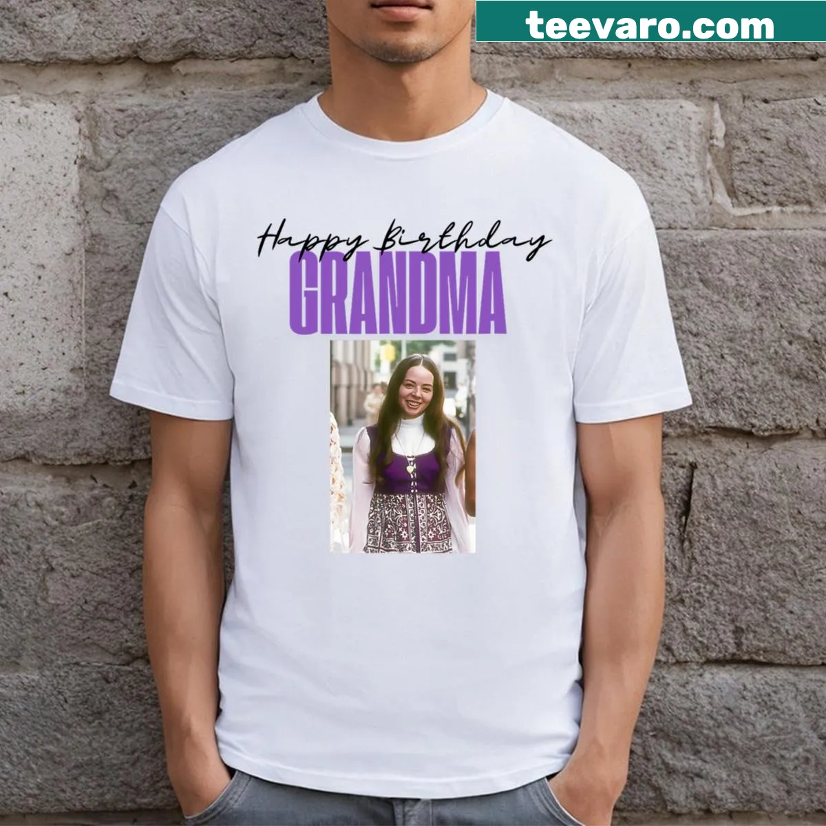 Celebratory 75th birthday T-shirt for Grandma Irene with elegant typography — on a men's t-shirt