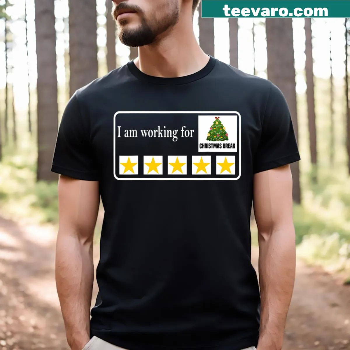 Teacher Christmas graphic tee with a fun holiday message. — on a men's t-shirt