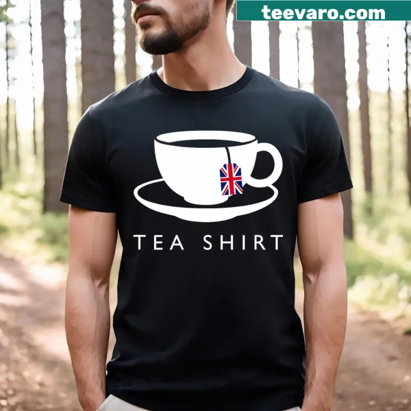 Graphic tee celebrating English tea with UK flag design.