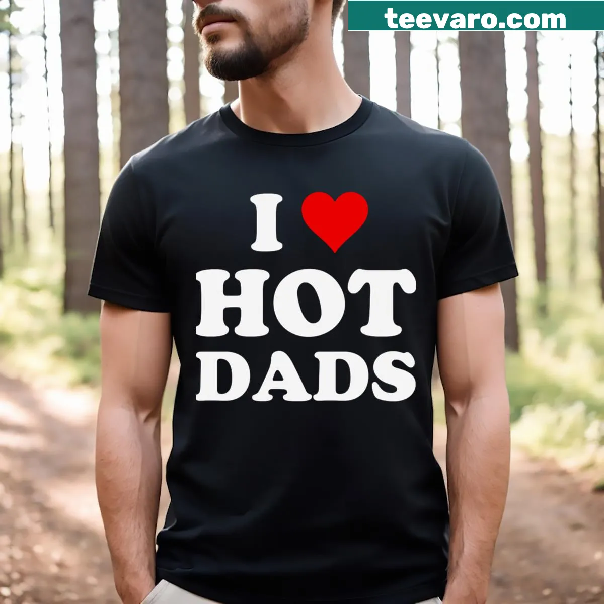 Funny T-shirt with the phrase 'I Love Hot Dads' — on a men's t-shirt