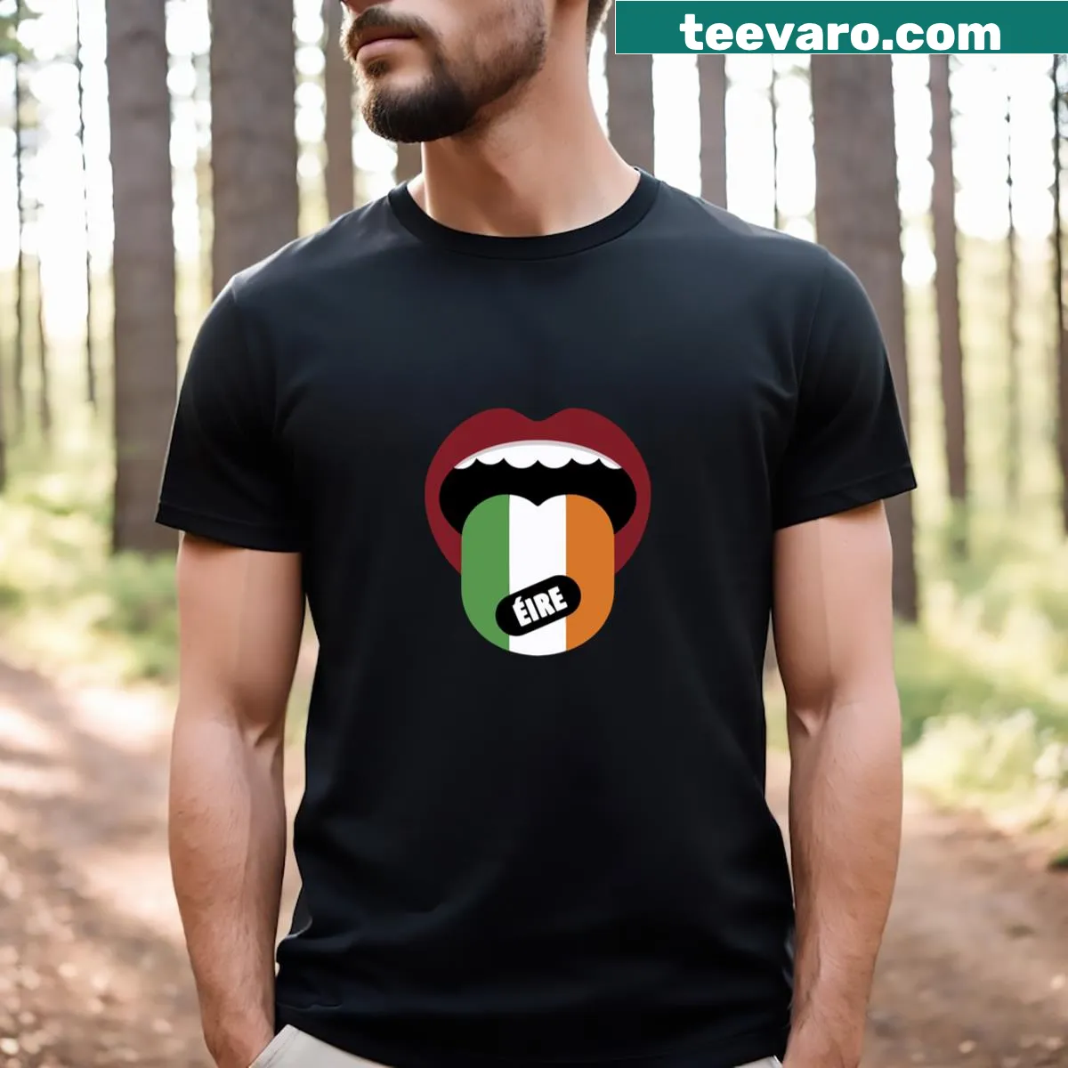 T-shirt featuring the word Ireland in bold lettering — on a men's t-shirt