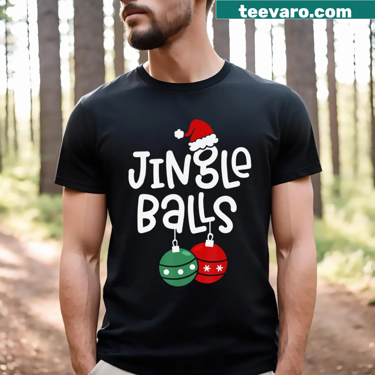Funny matching couple T-shirts with humorous Christmas phrases — on a men's t-shirt