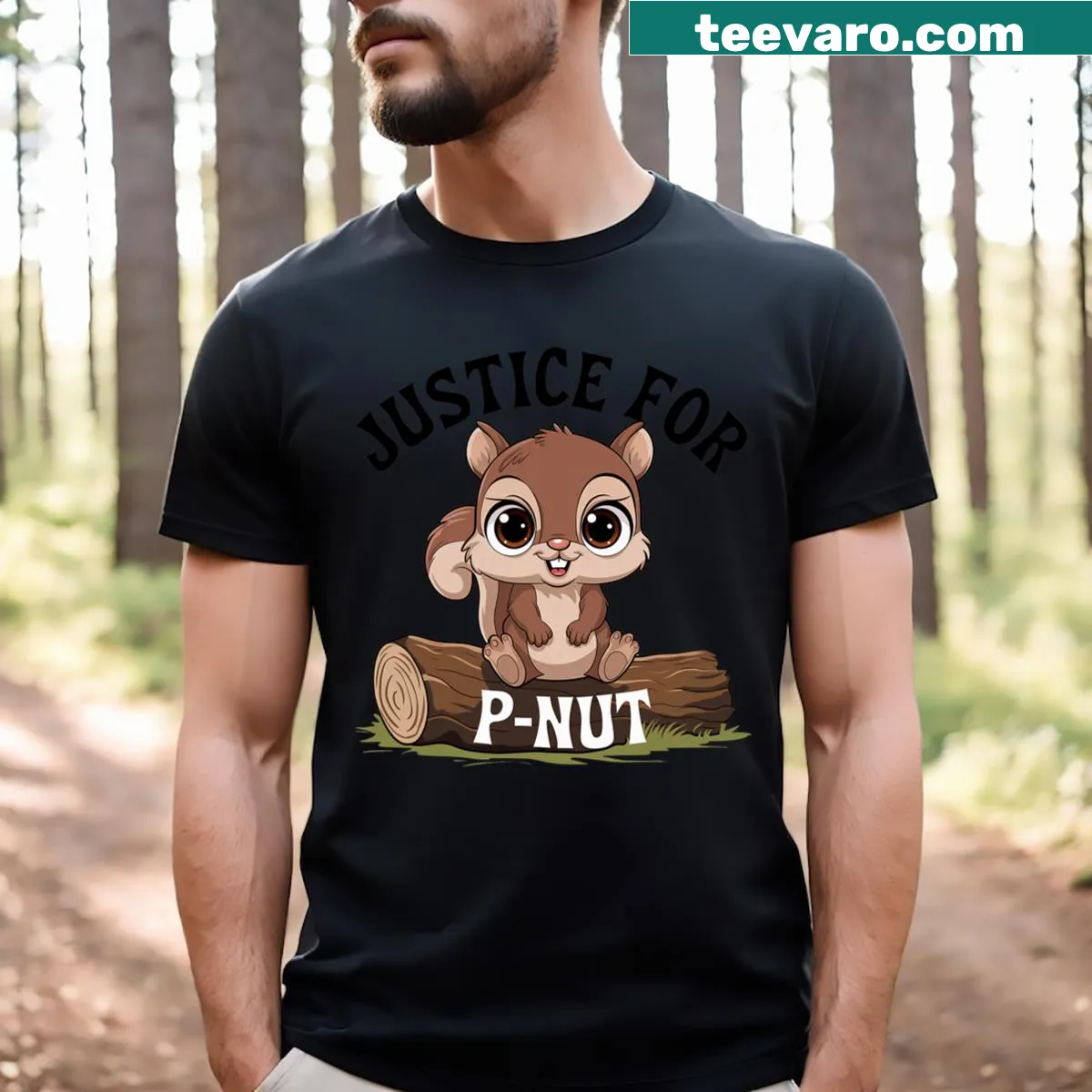 Playful t-shirt advocating for P Nut the squirrel — on a men's t-shirt