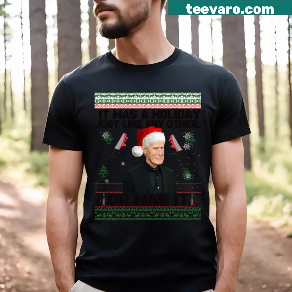 Christmas t-shirt with a humorous true crime theme