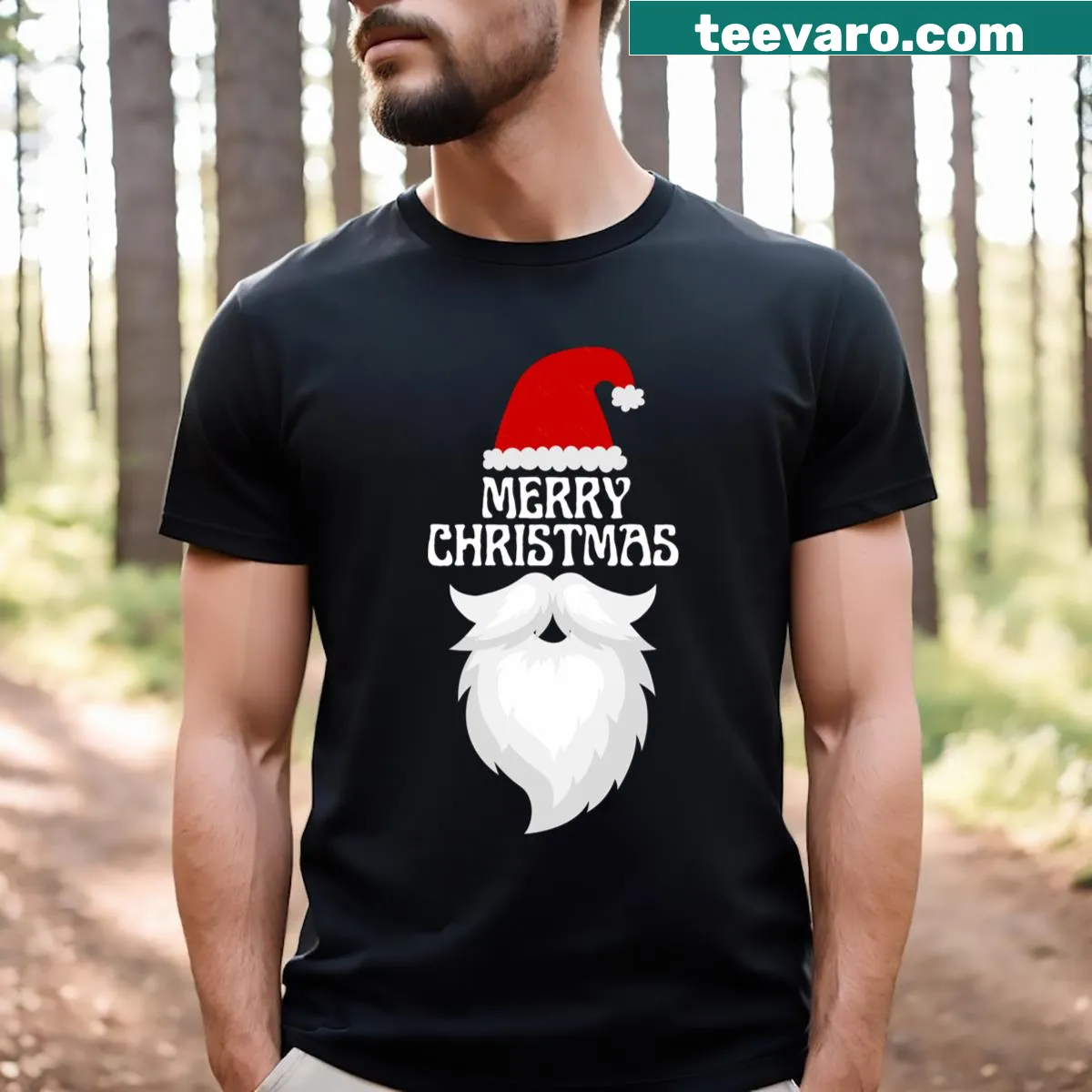 Merry Charismas 2024 T-shirt with festive text — on a men's t-shirt