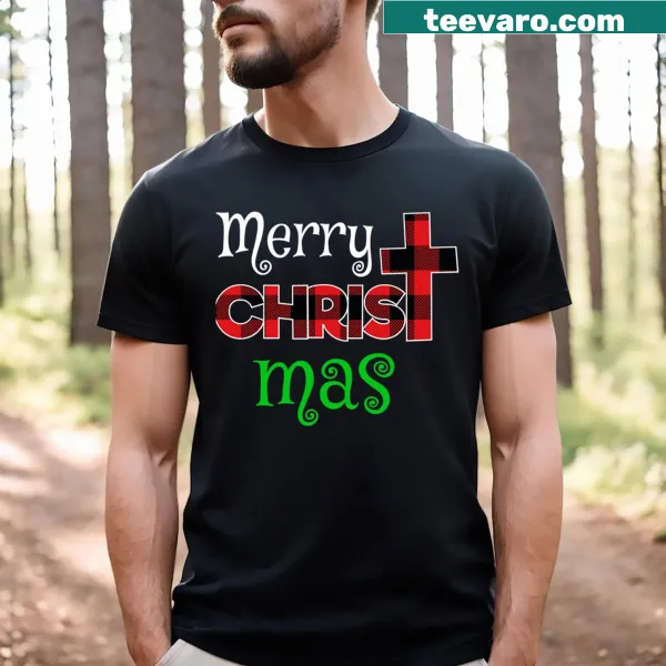 Cozy Christmas-themed t-shirt with plaid design