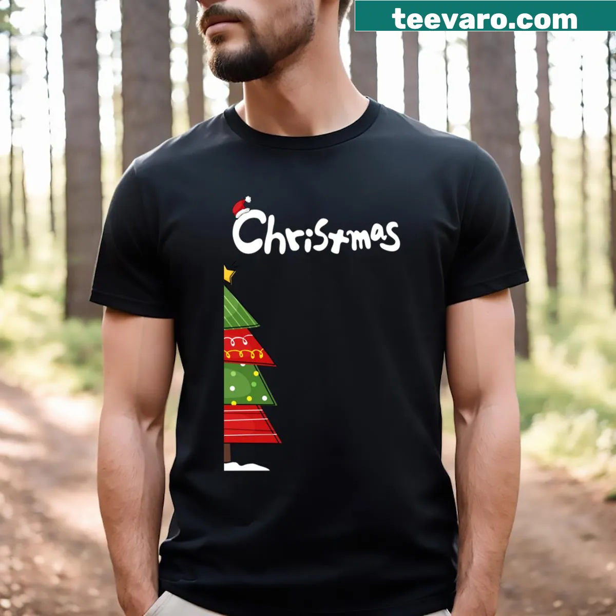 Funny couples matching Christmas T-shirts with humorous phrases — on a men's t-shirt