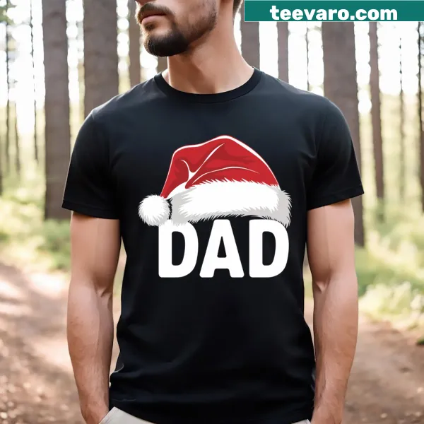 Men's Christmas T-shirt with reindeer and Santa hat design