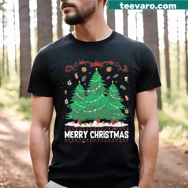 Playful Christmas trees T-shirt with unique designs