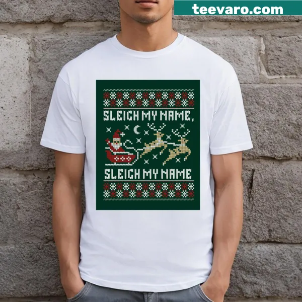 Playful holiday T-shirt with 'Oh Deer! Sleigh My Name' graphic