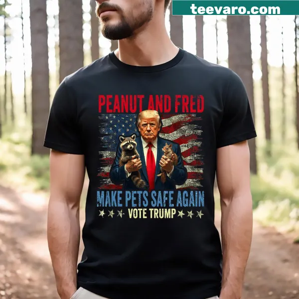 Funny T-shirt featuring Peanut and Fred advocating pet safety