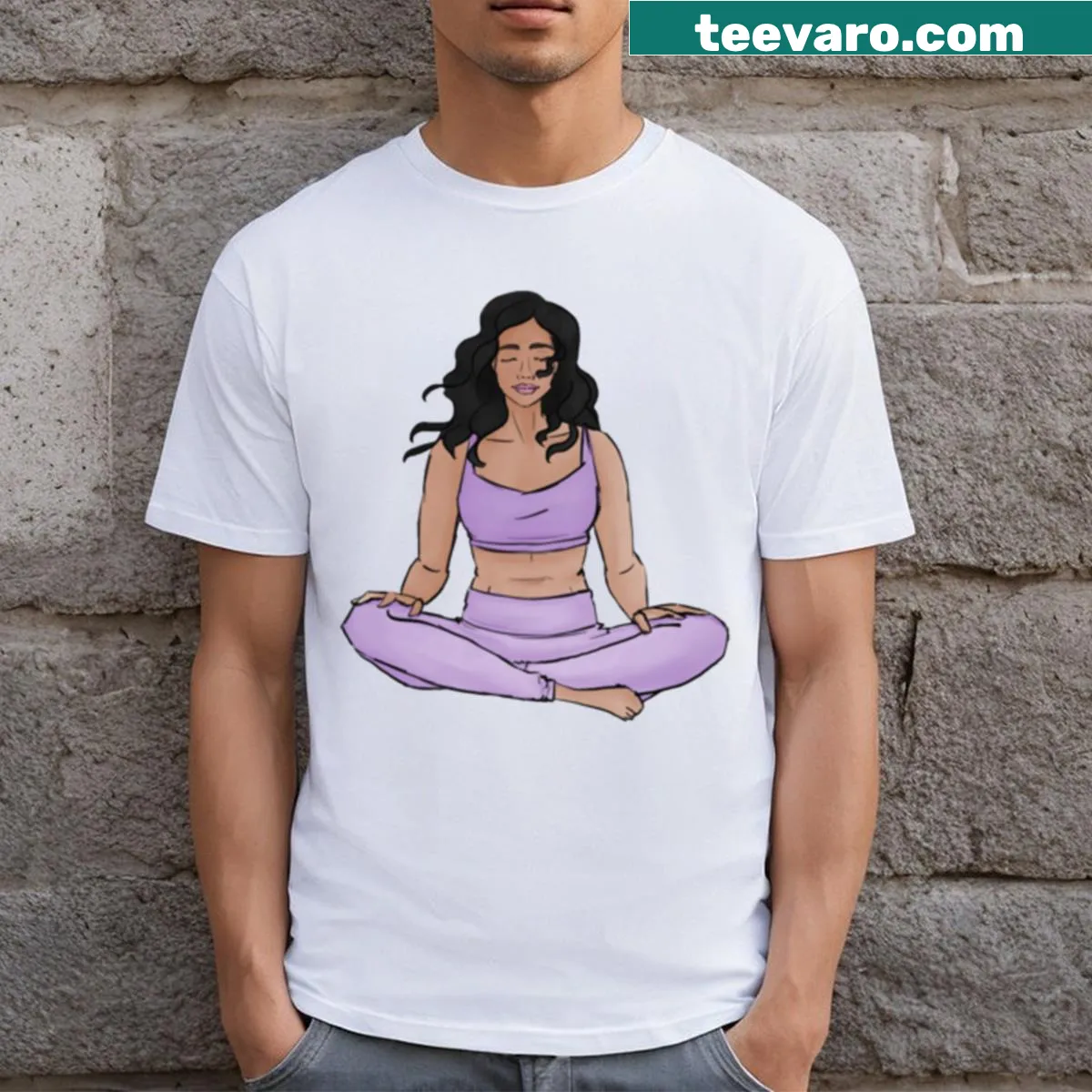 Minimalist T-shirt with the word 'Shanti' in simple typography — on a men's t-shirt