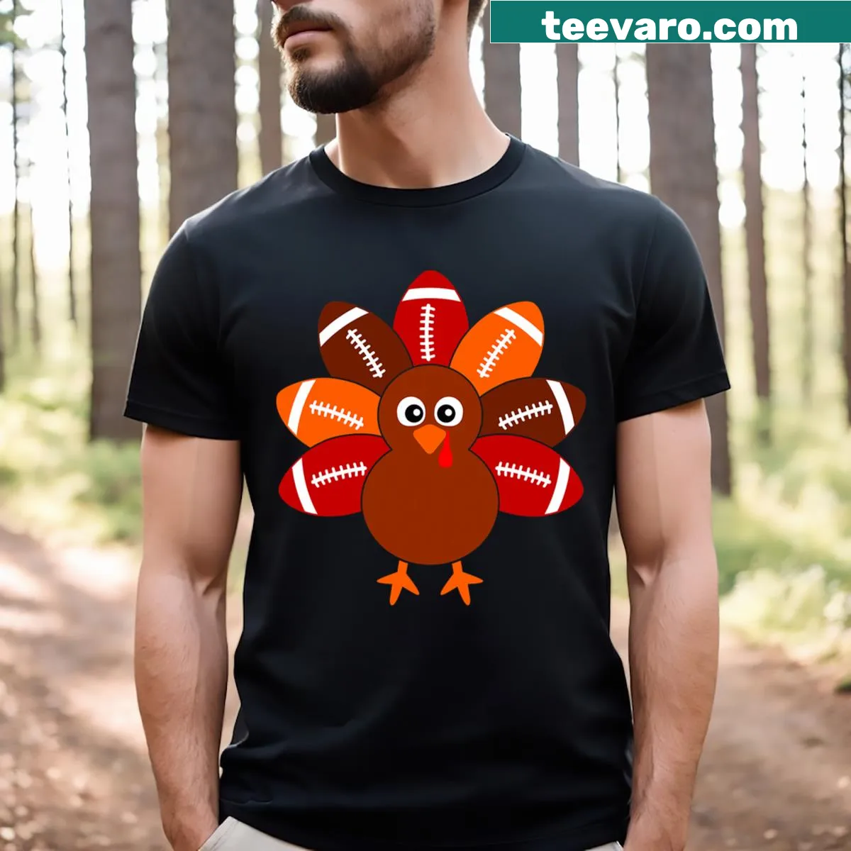 Cute Thanksgiving T-shirt for kids featuring a turkey design — on a men's t-shirt