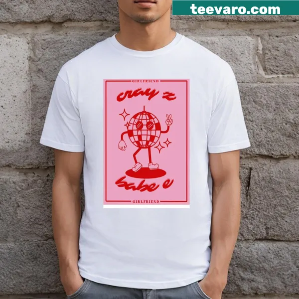 Playful illustration T-shirt featuring 'Cray Z Babe' text
