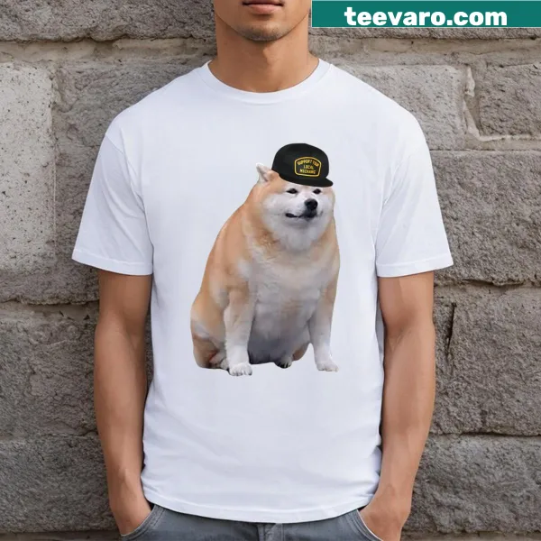 Cartoon Doge graphic with humorous captions on T-shirt