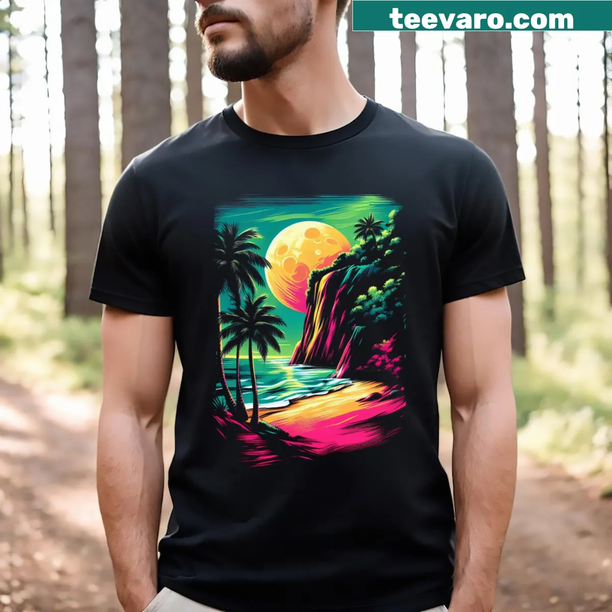 Viking-themed T-shirt with skull and beard graphic — on a men's t-shirt