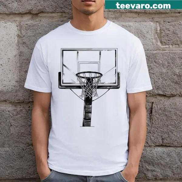 Illustration of a basketball hoop on a sports T-shirt