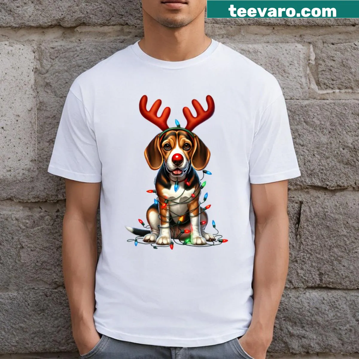 Illustration of a Beagle dog on a t-shirt — on a men's t-shirt