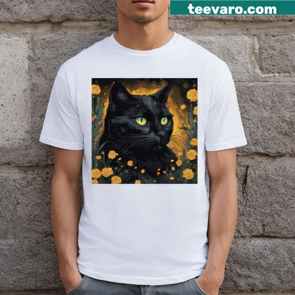 Silhouette T-shirt featuring a sleek black cat design