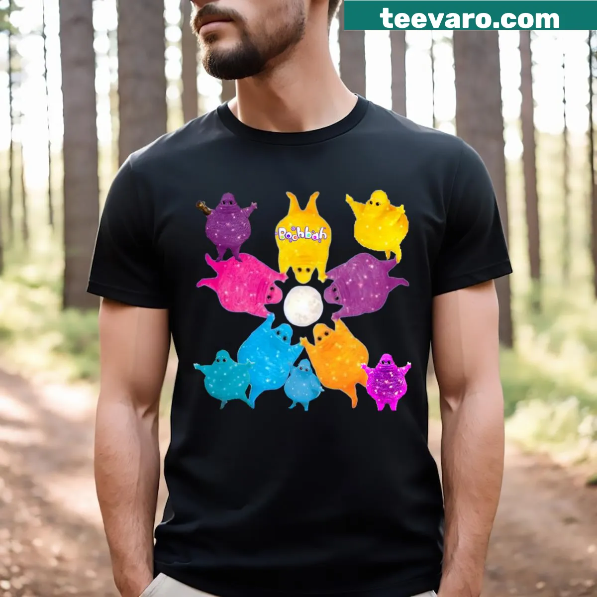 Funny T-shirt with playful phrase 'Boohbahboohbahboohbah' — on a men's t-shirt
