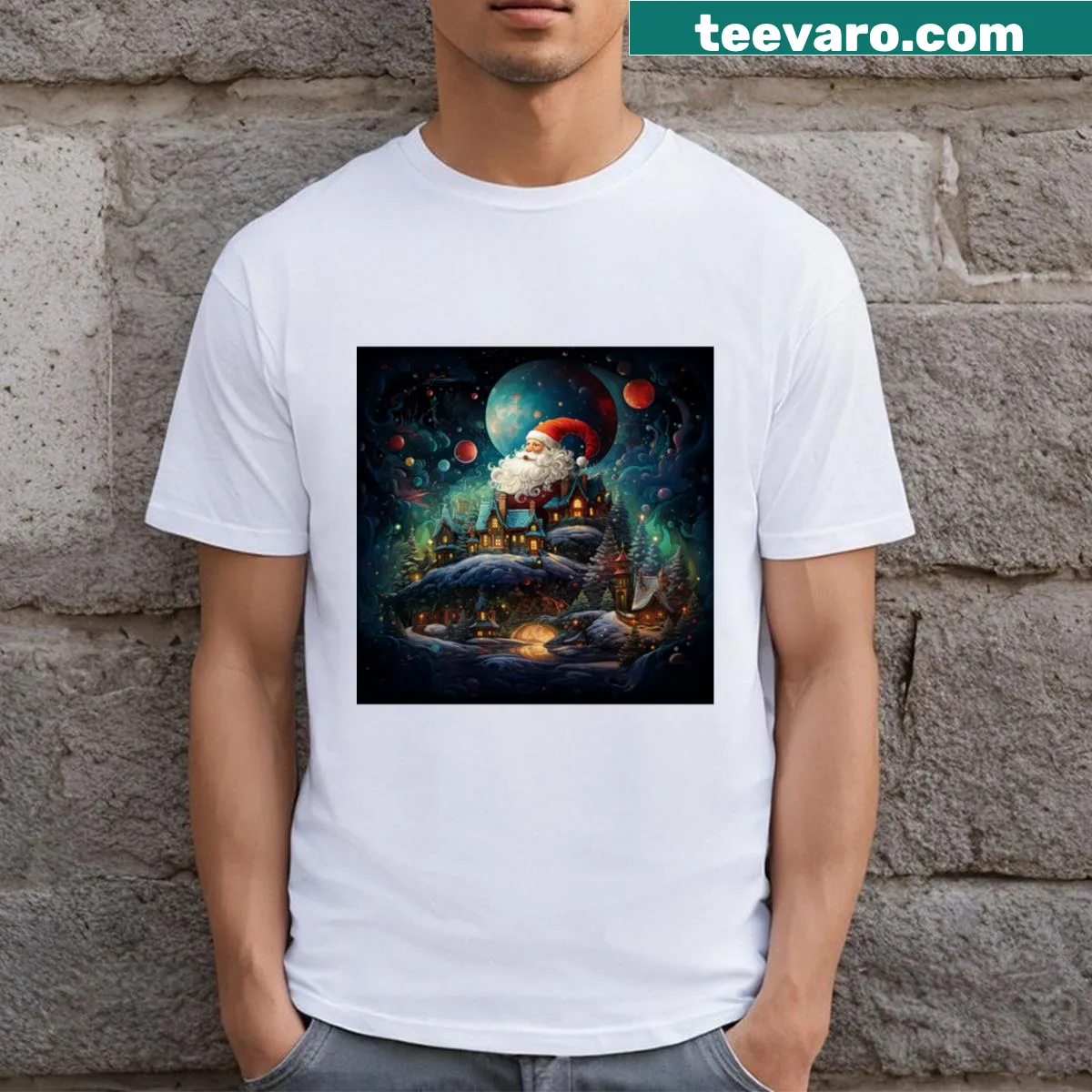 Text graphic reading 'Christmas Time' in hand-lettered style — on a men's t-shirt