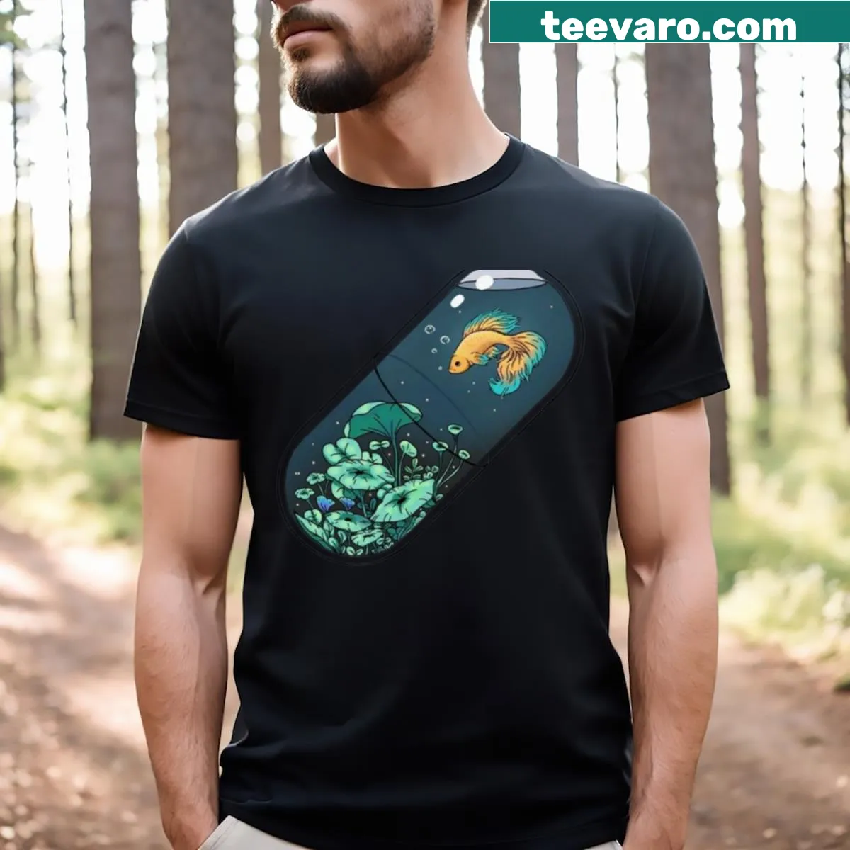 Playful fish illustrations on a fun T-shirt design — on a men's t-shirt